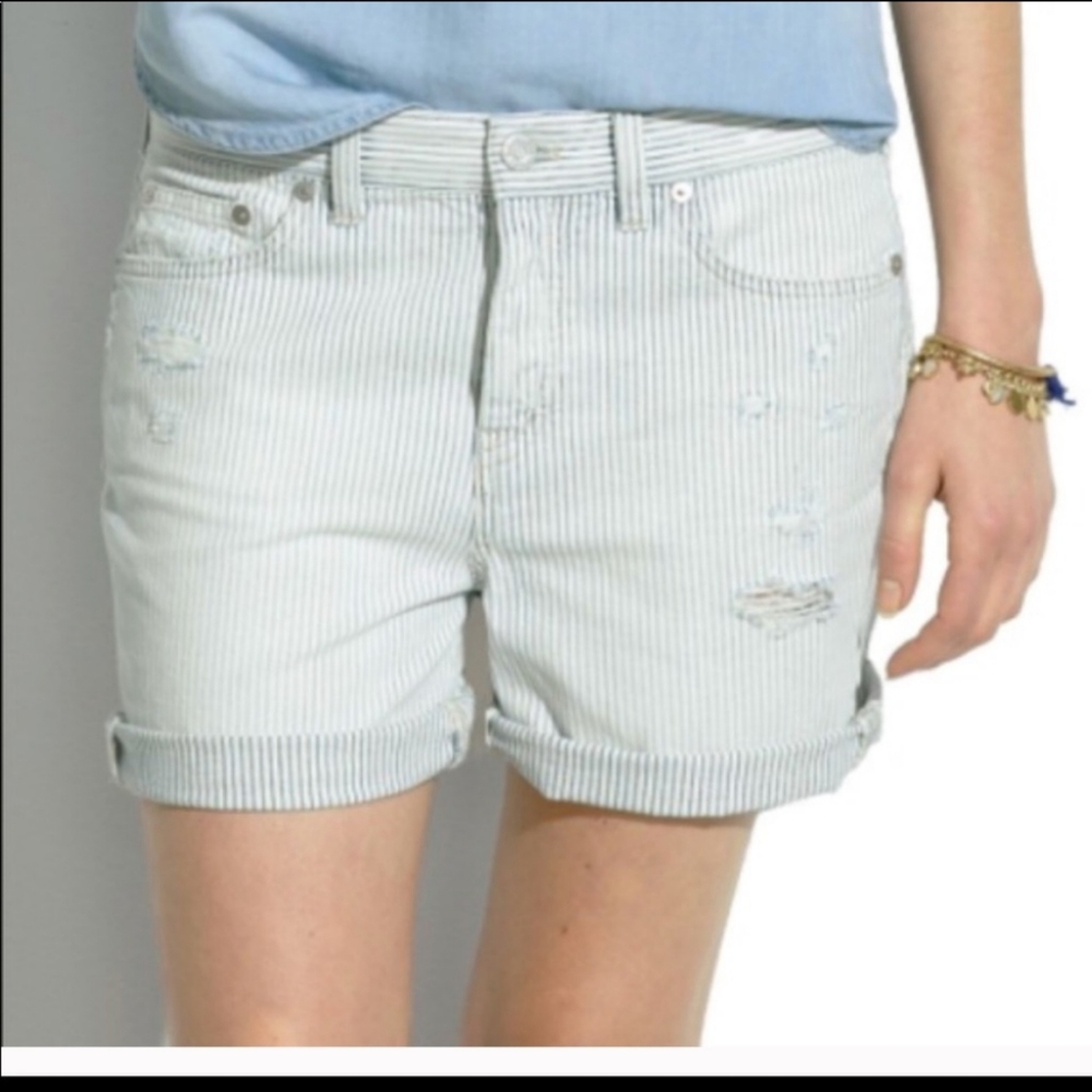 Madewell railroad stripe denim shorts